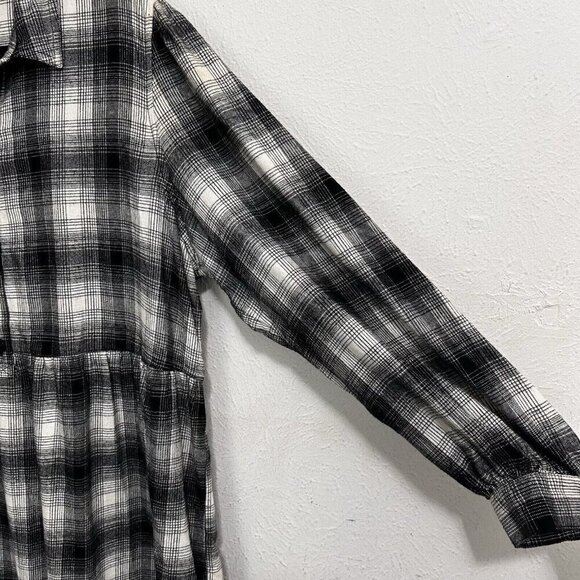 BeachLunchLounge Josepphine Smocked Babydoll Plaid Long Sleeve Dress Cotton XL - Picture 7 of 11
